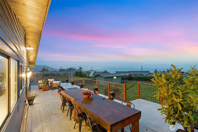 Your large deck ready for entertaining! View of the water and Whidbey Island