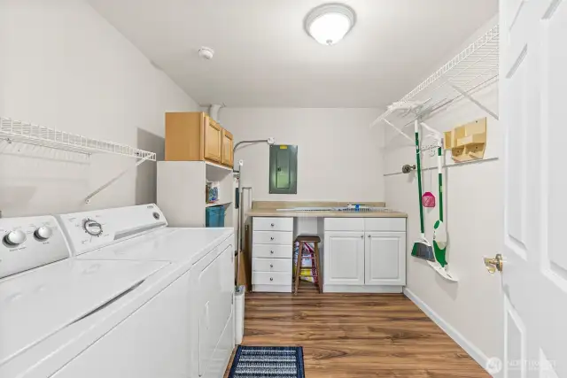Laundry, water heater, electrical panel for ADU