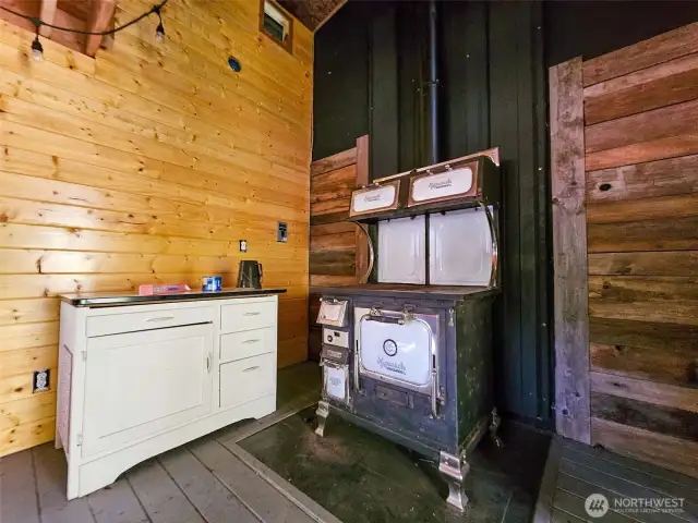 Antique stove and sideboard in outbuidling