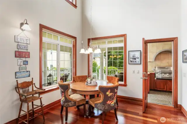 Informal dining is also adjacent to the outdoor kitchen.