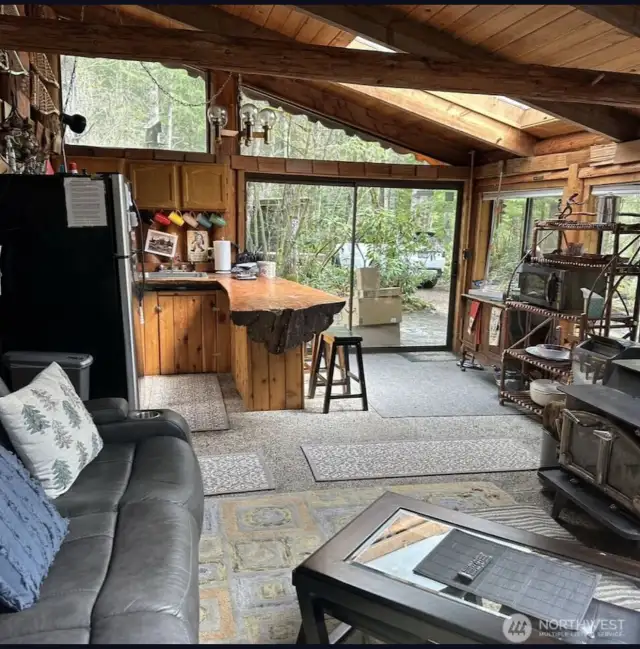 Spacious living room and kitchen area