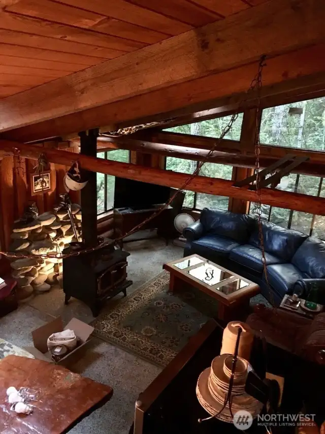 View of living room from loft