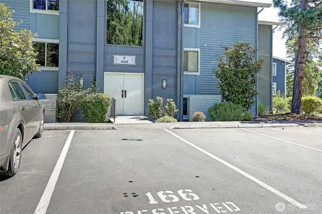 Exterior Entry and Parking Space to Building