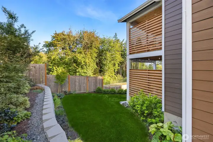 The North side of the terraced landscaped yard.