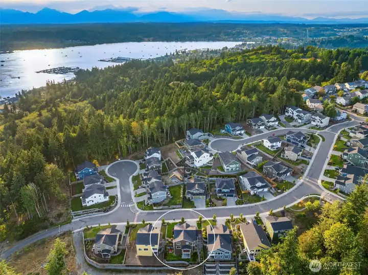 Aerial views to Liberty Bay Marina and Port of Poulsbo.