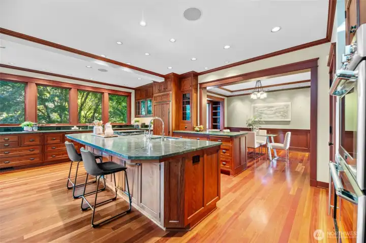large kitchen island with seating for 5