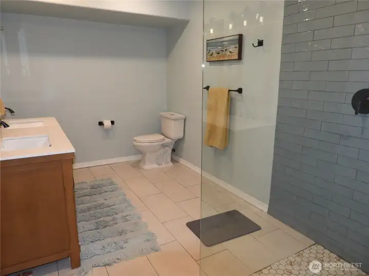 3/4 bathroom downstairs.