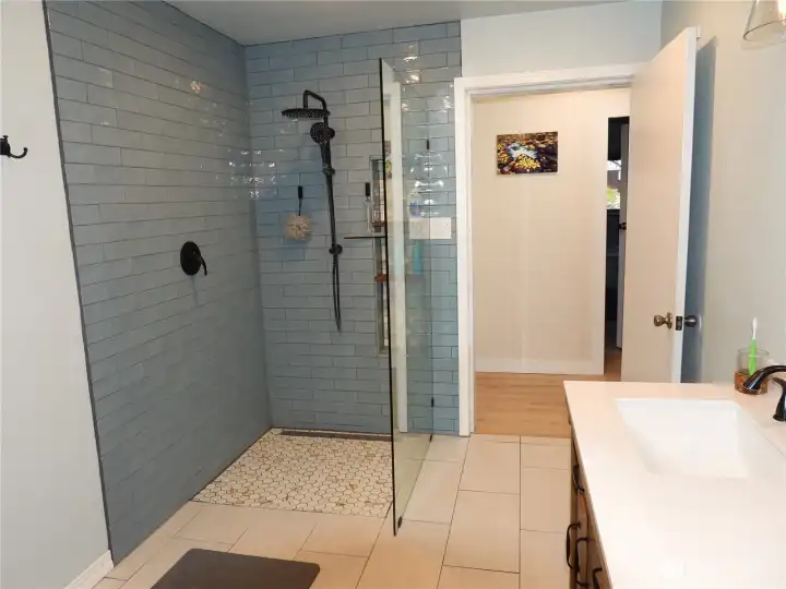 Lovely custom walk-in shower.
