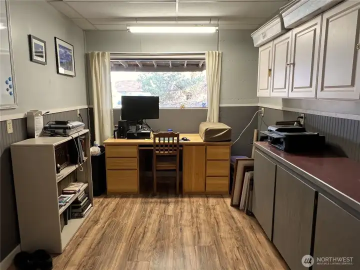 Tidy and functional home office or bonus room.