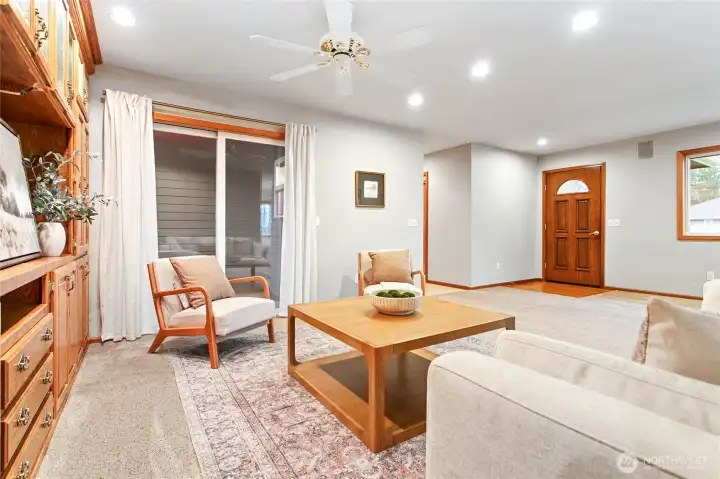 Living Room with view of side door