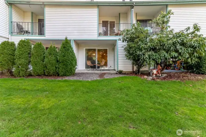 Back view of condominium.