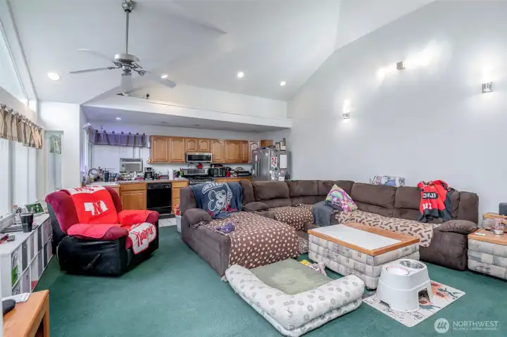 Upstairs Living Room and Kitchen
