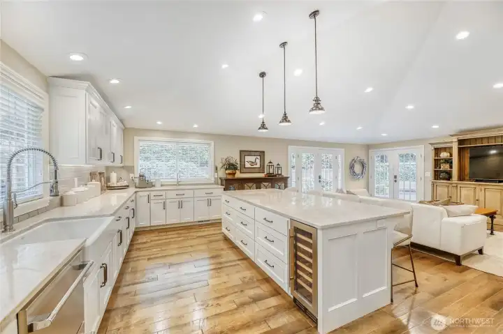 Kohler farmhouse large cast iron sink. Wine refrigerator