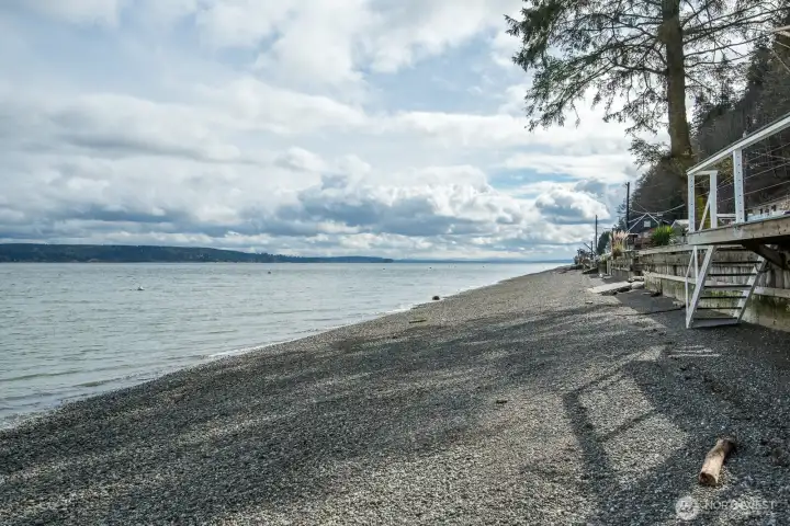 Looking south down Camano Island, you can see downtown Everett.