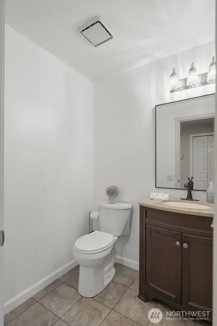 This powder room is on the main level of the home.