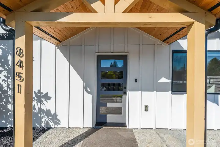 Covered front entry.