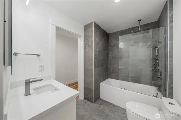 A full bath on lower level