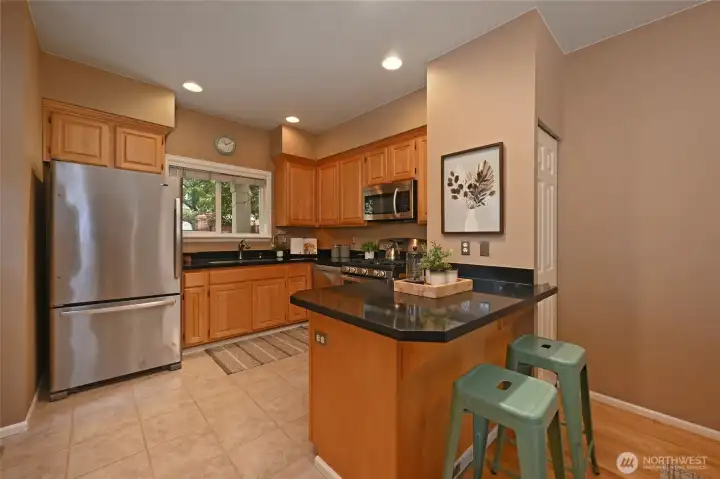 Notice the pantry that offers additional storage.