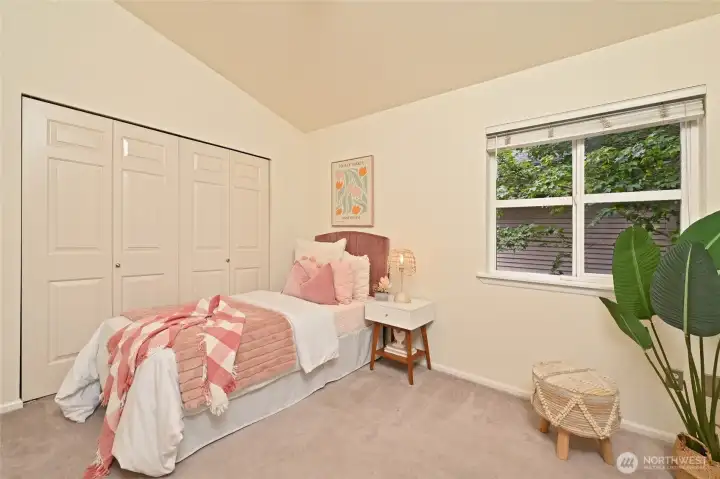 All of the Hunter Douglas blinds stay with the home. This is a 9' closet.
