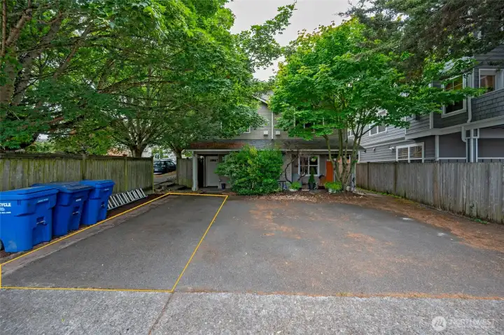 This is the assigned off-street parking space for the townhouse.
