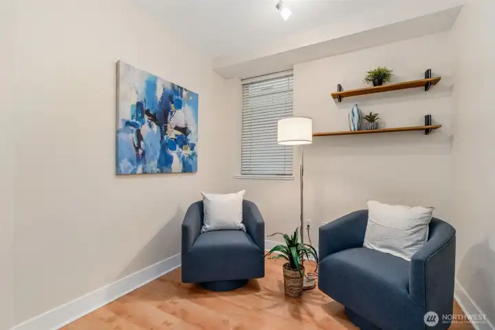 Den has a double-door entry, making it usable as a temporary 2nd bedroom, or a get-away-and-work-quietly space. Den has a double-door entry, making it usable as a temporary 2nd bedroom, or a get-away-and-work-quietly space.