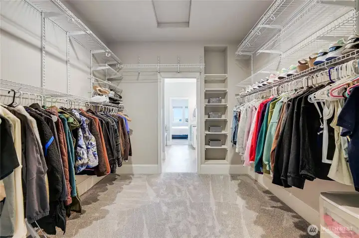 There is no shortage of storage in this spacious walk-in closet.