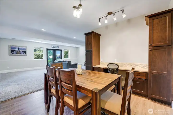 Another view of the dining area and how it ties into the spacious family room.