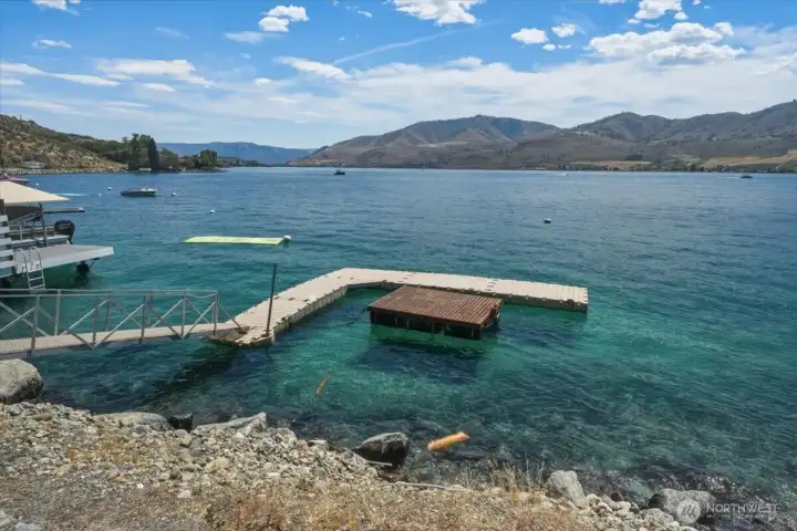Private Dock with Mooring buoy and floating picnic table. Private Dock with Mooring buoy and floating picnic table.