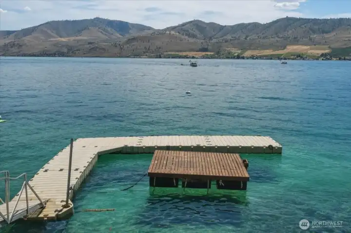 Private Dock with Mooring buoy and floating picnic table. Private Dock with Mooring buoy and floating picnic table.
