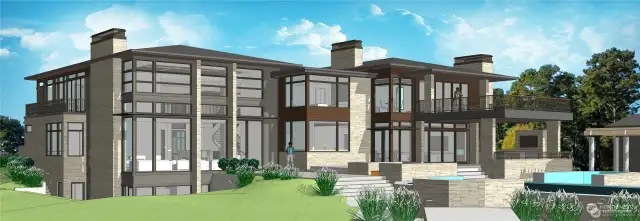 Addtional Rendering of two story showing the lake facing side