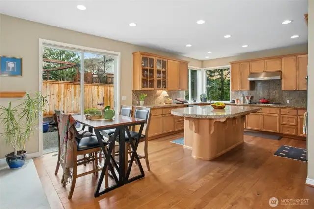 Breakfast nook and island kitchen