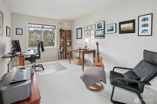 The fifth bedroom on the upper level currently serves as a bonus room.