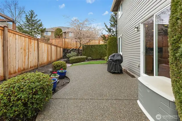 Patio is adjacent to the kitchen - perfect location for a summer barbecue.