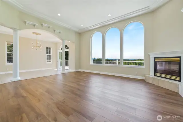 12' ceilings, an wall of windows and views for miles!