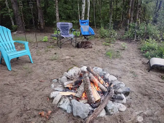 Cozy campfire setup ~ perfect for relaxing and enjoying nature.