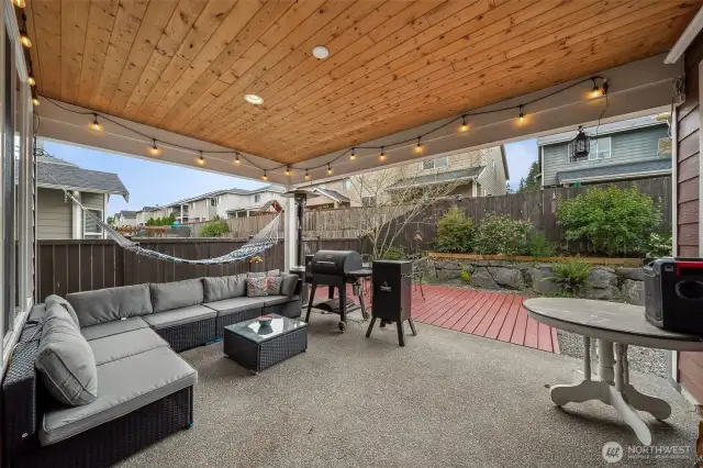 LARGE covered back patio area with tongue & groove ceiling to enjoy  year round!