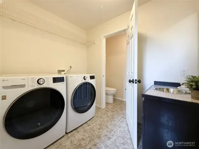 Laundry & 3/4 Bathroom on Lower Level