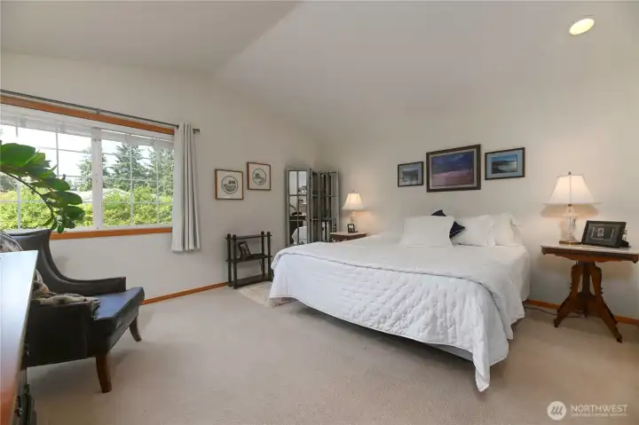 Retreat Primary Suite with vaulted ceilings.