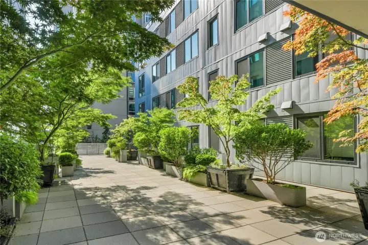 This is the deck on the third floor that feels like a park with all of the beautiful trees and landscaping.