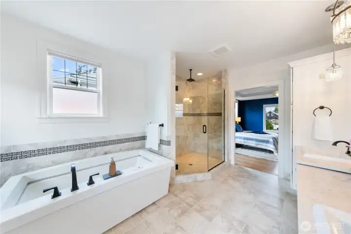Large walk-in shower and soaking tub just to make this space even more special.