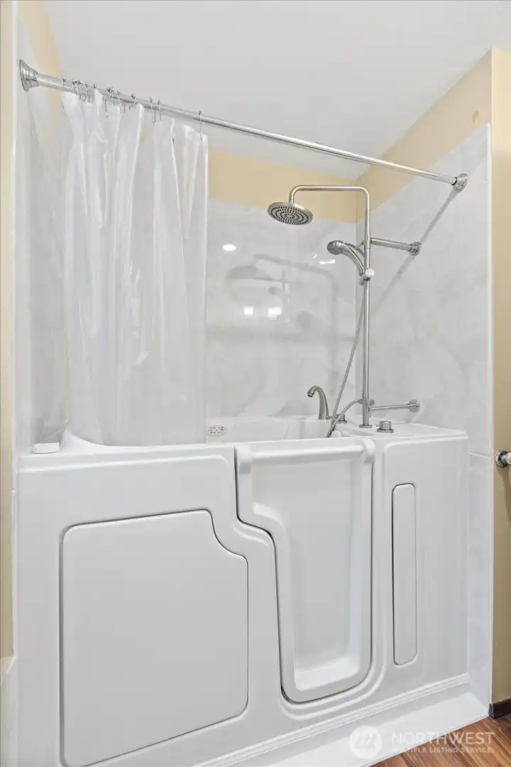 New walk-in tub/shower.