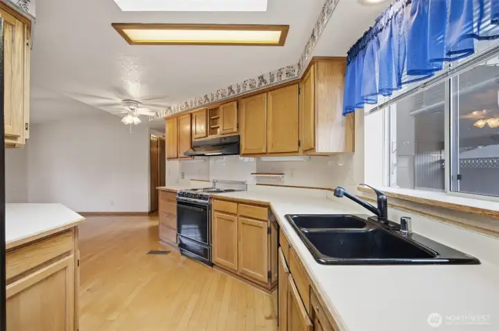 Kitchen with so much storage and counter workspace.