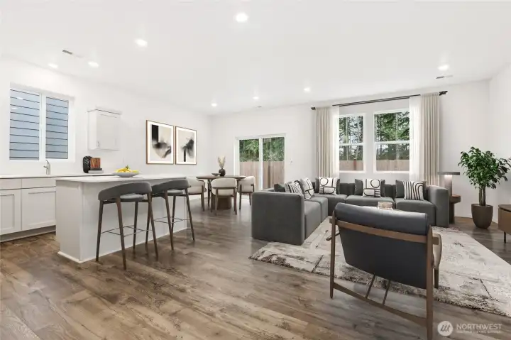 Living Room, Dining, Kitchen - Photos are for representational purposes only, colors, elevation and features may vary.