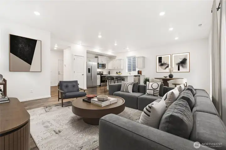 Living Room, Dining, Kitchen - Photos are for representational purposes only, colors, elevation and features may vary.