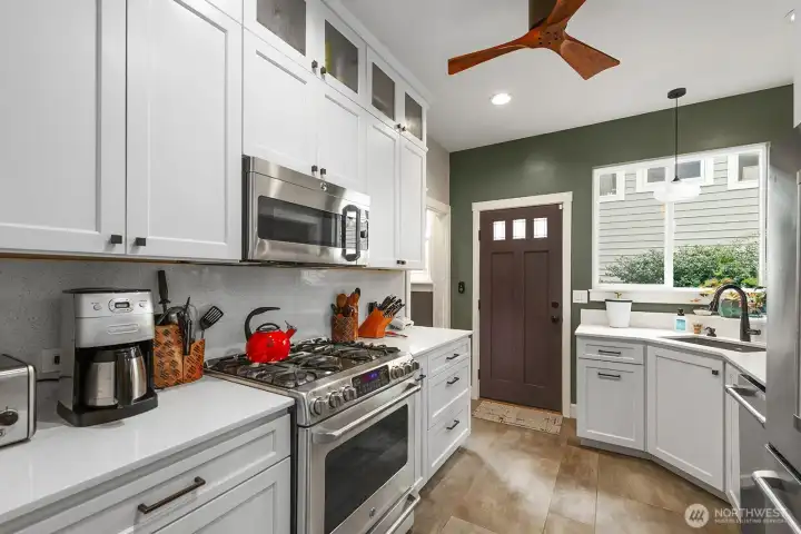 Kitchen and side door.