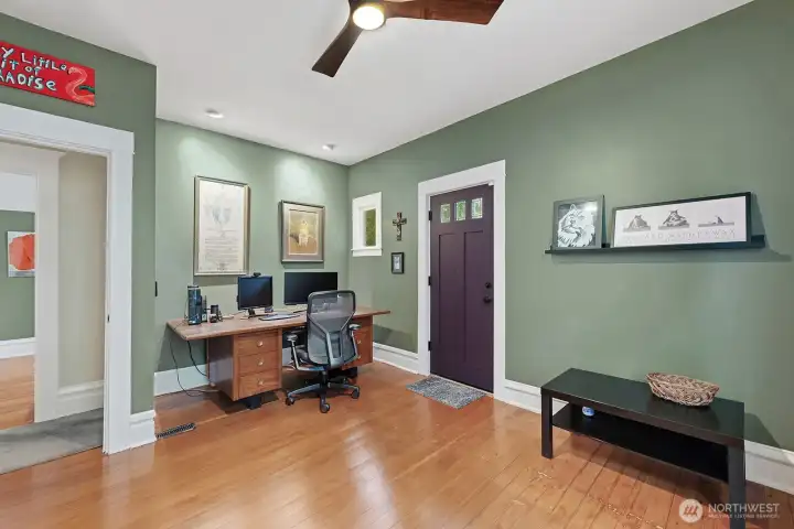 Second bedroom on the main floor with a door to the rear yard.  (Currently used as an office).