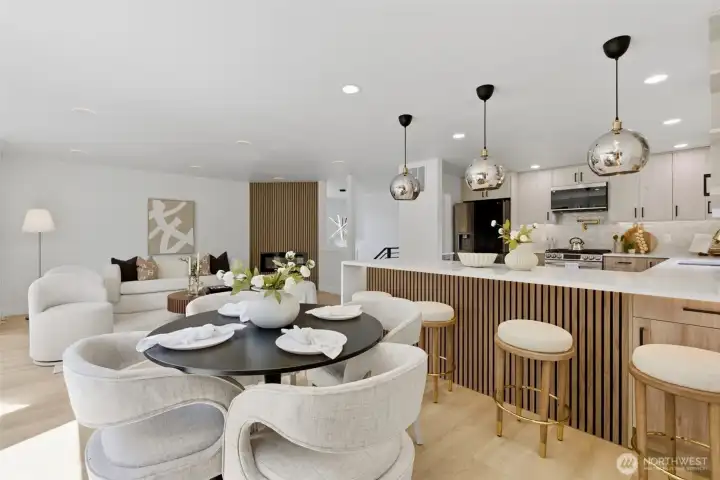dining, living and kitchen areas dining, living and kitchen areas