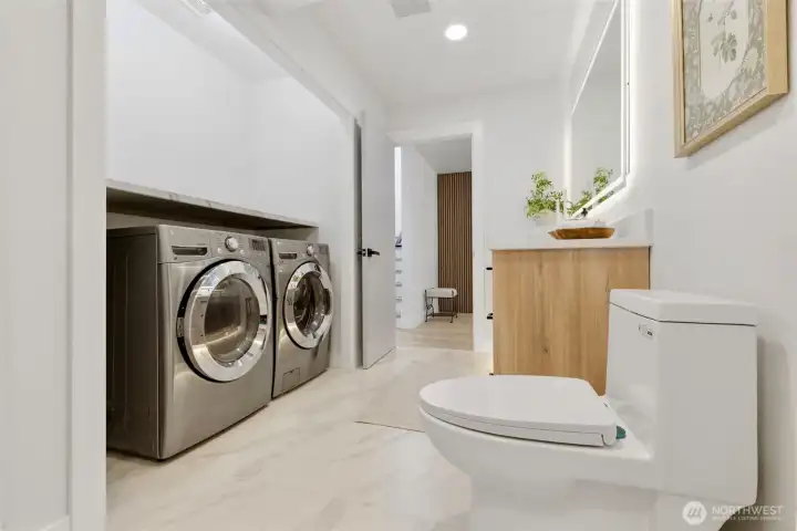 basement bathroom with washer and dryer basement bathroom with washer and dryer