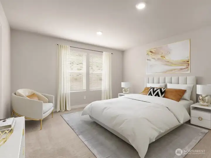 Large primary bedroom 1 can accommodate a King size mattress, large nightstands, and more! Actual home is under construction. Colors, materials, and features may vary. See site agent for details. Large primary bedroom 1 can accommodate a King size mattress, large nightstands, and more! Actual home is under construction. Colors, materials, and features may vary. See site agent for details.