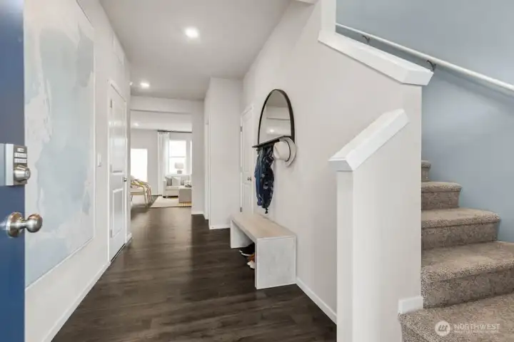 Very open feel as you enter your new home. Actual home is under construction. Colors, materials, and features may vary. See site agent for details. Very open feel as you enter your new home. Actual home is under construction. Colors, materials, and features may vary. See site agent for details.